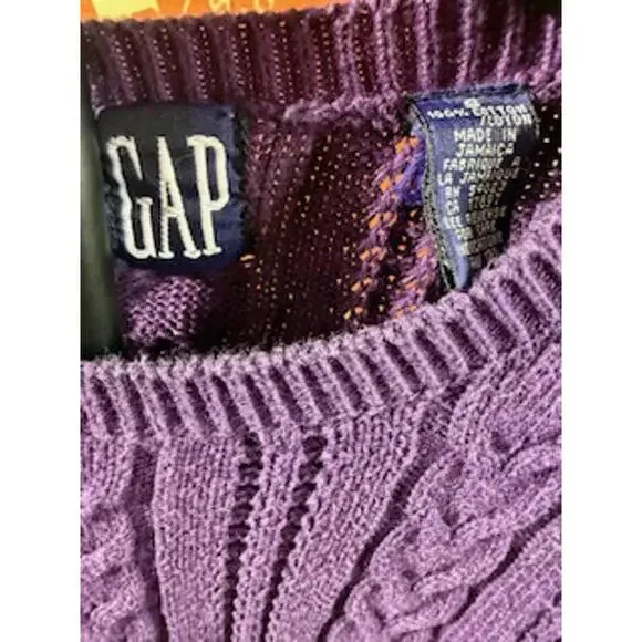 Gap Women's Cozy Purple Cable Knit Sweater Size Small - Picture 3 of 3